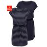 Shirtkleid ONLY "ONLMAY LIFE S/S DRESS 2 PACK CS JRS" Gr. XS (34), N-Gr, blau (night sky detail:pack nigth stripe cloud dancer (nadia)) Damen Kleider Freizeitkleider flexibel taillierbar für individuelle Passform Bestseller