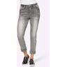 Bequeme Jeans HEINE Gr. 50, Normalgrößen, blau (light grey, denim) Damen Jeans Ankle 7/8