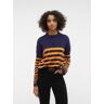 Strickpullover VERO MODA "VMHURRICANE LS O-NECK PULLOVER GA BF" Gr. S (36), bunt (astral aura stripes:with vibrant orange) Damen Pullover Rundhalspullover