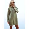 Sweatkleid LASCANA Gr. 32/34, N-Gr, grün (khaki) Damen Kleider Langarm mit Seitentaschen