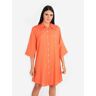 Positano Hemdblusenkleid aus Leinen-Mix mit Knöpfen Kleider Damen Orange Größe L/XL