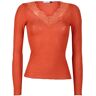 Sublyme Kaschmir Damen T-Shirt mit Spitze Lange Ärmel T-Shirt Damen Orange Größe L