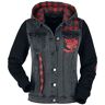 Jeansjacke für Damen  schwarz "Jeansjacke mit Print und Karoeinsätzen" von RED by EMP - Frauen - female