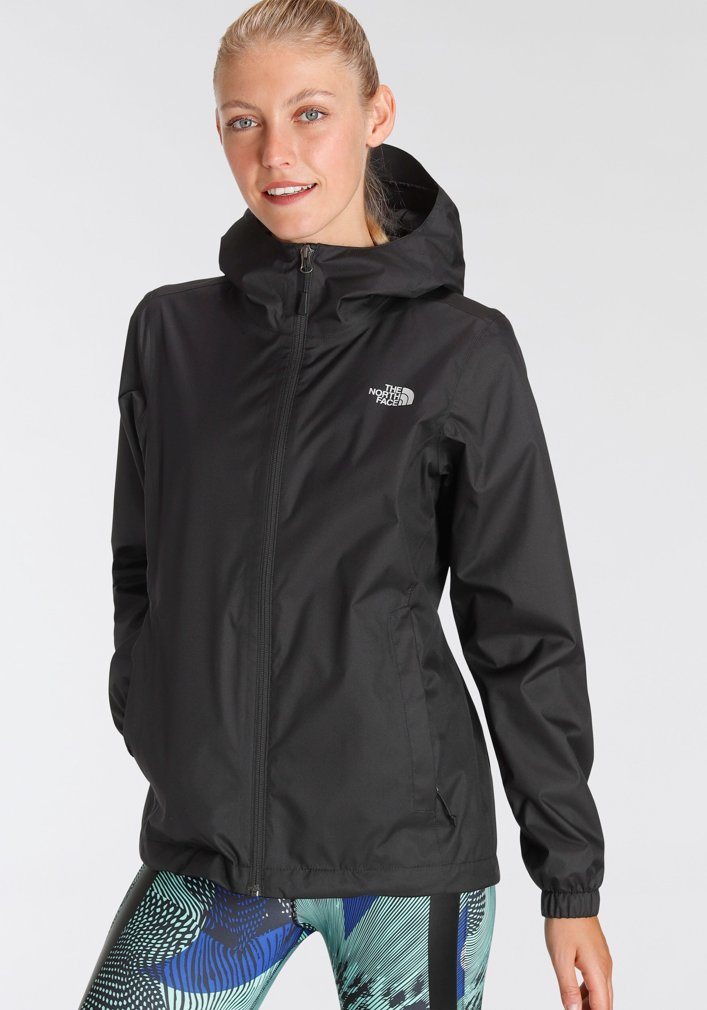 Regenjacke THE NORTH FACE "QUEST" Gr. XS (32), schwarz Damen Jacken Sportjacken Wasserdicht & Winddicht Atmungsaktiv