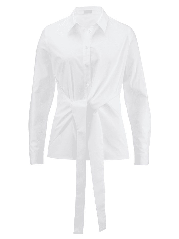 Alba Moda Bluse mit effektvoller Knoten-Wickel-Optik, weiß