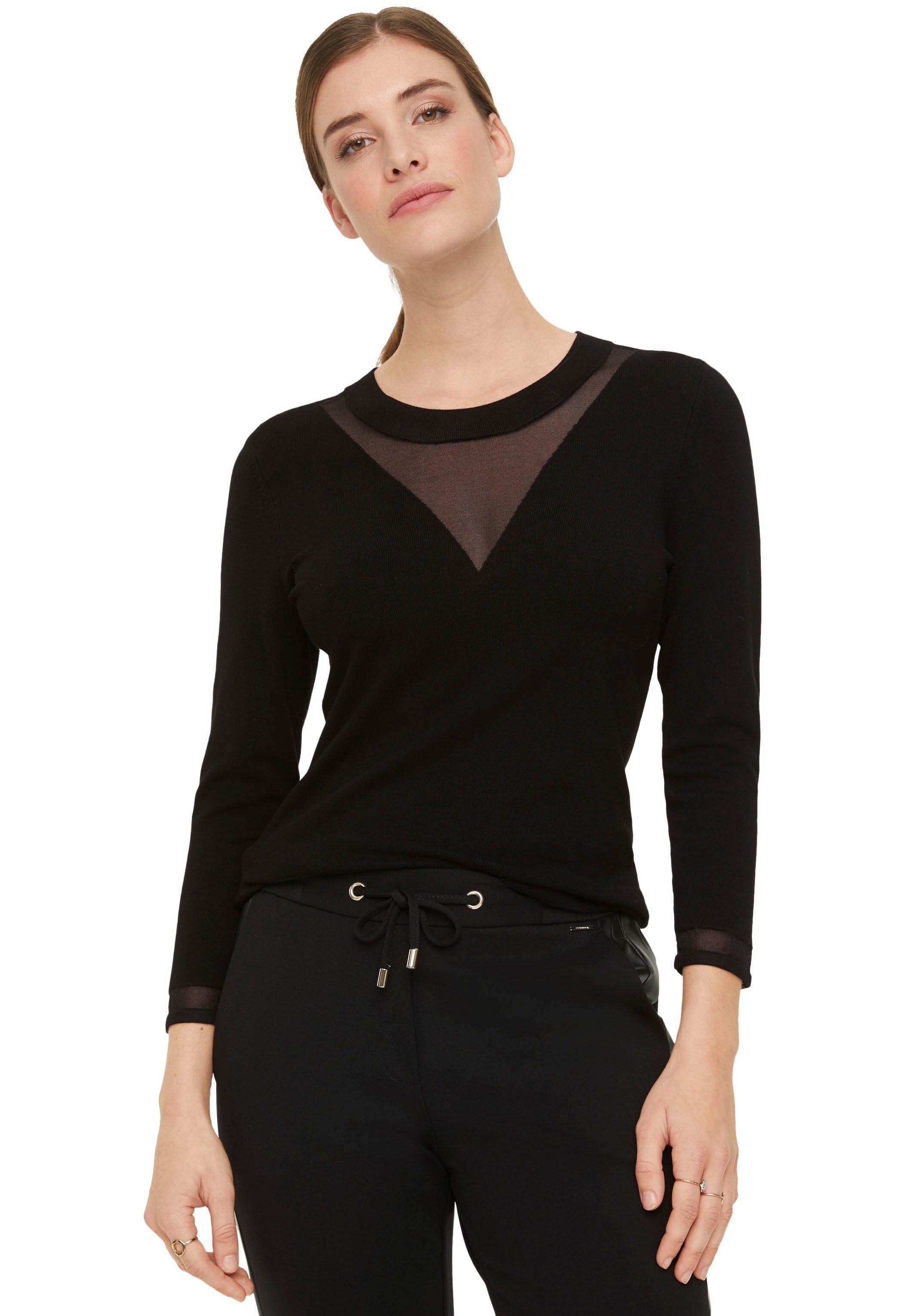 Comma Strickpullover mit Transparent-Effekt, black