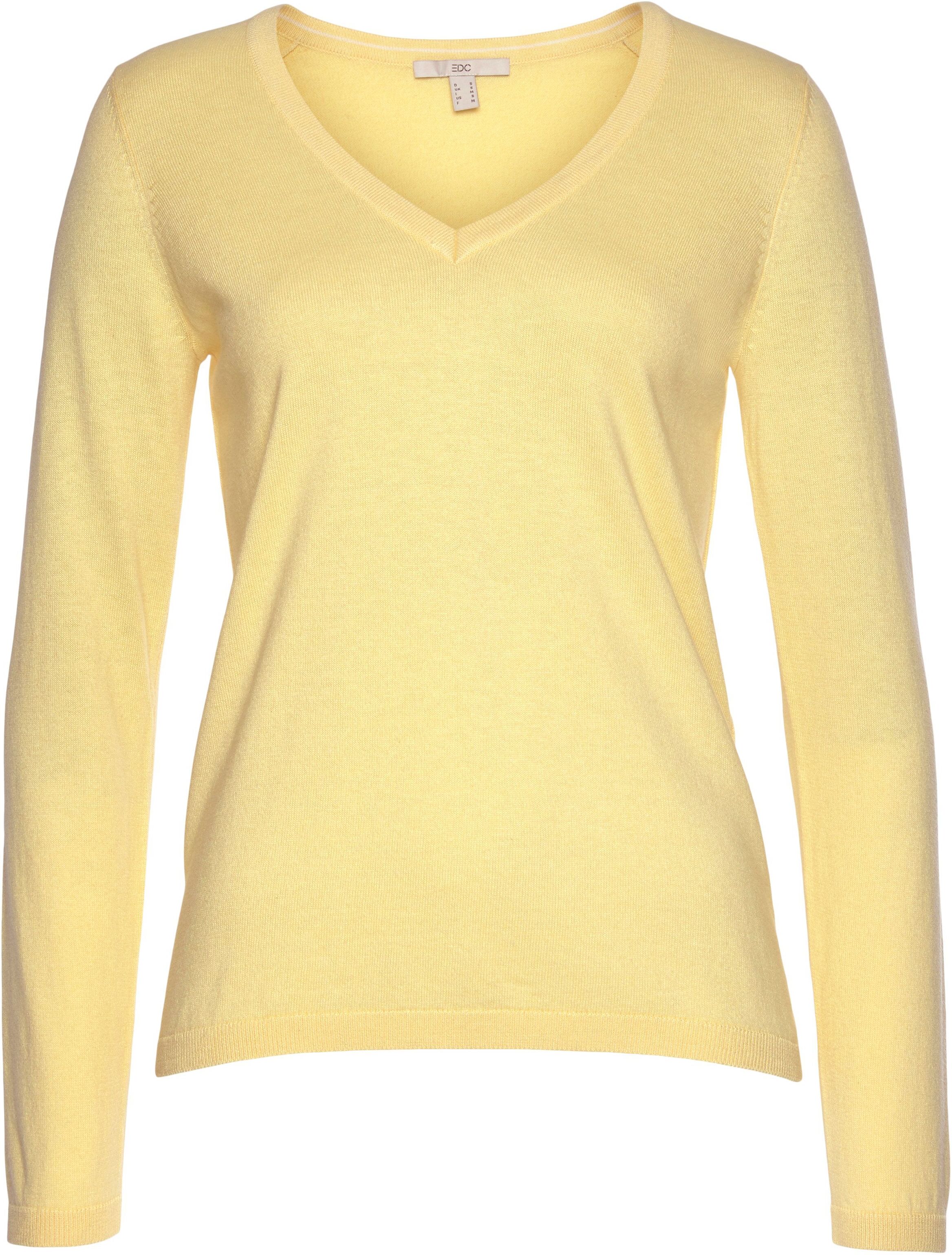 edc by Esprit Strickpullover im feinen Basic Look, gelb