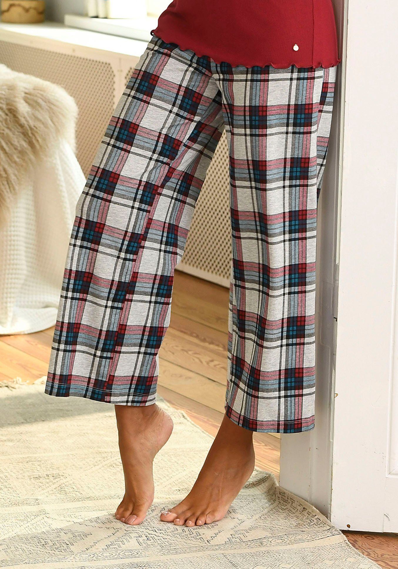 s.Oliver Bodywear Culotte im Allover-Muster mit elastischem Bund, weiß-petrol-weinrot