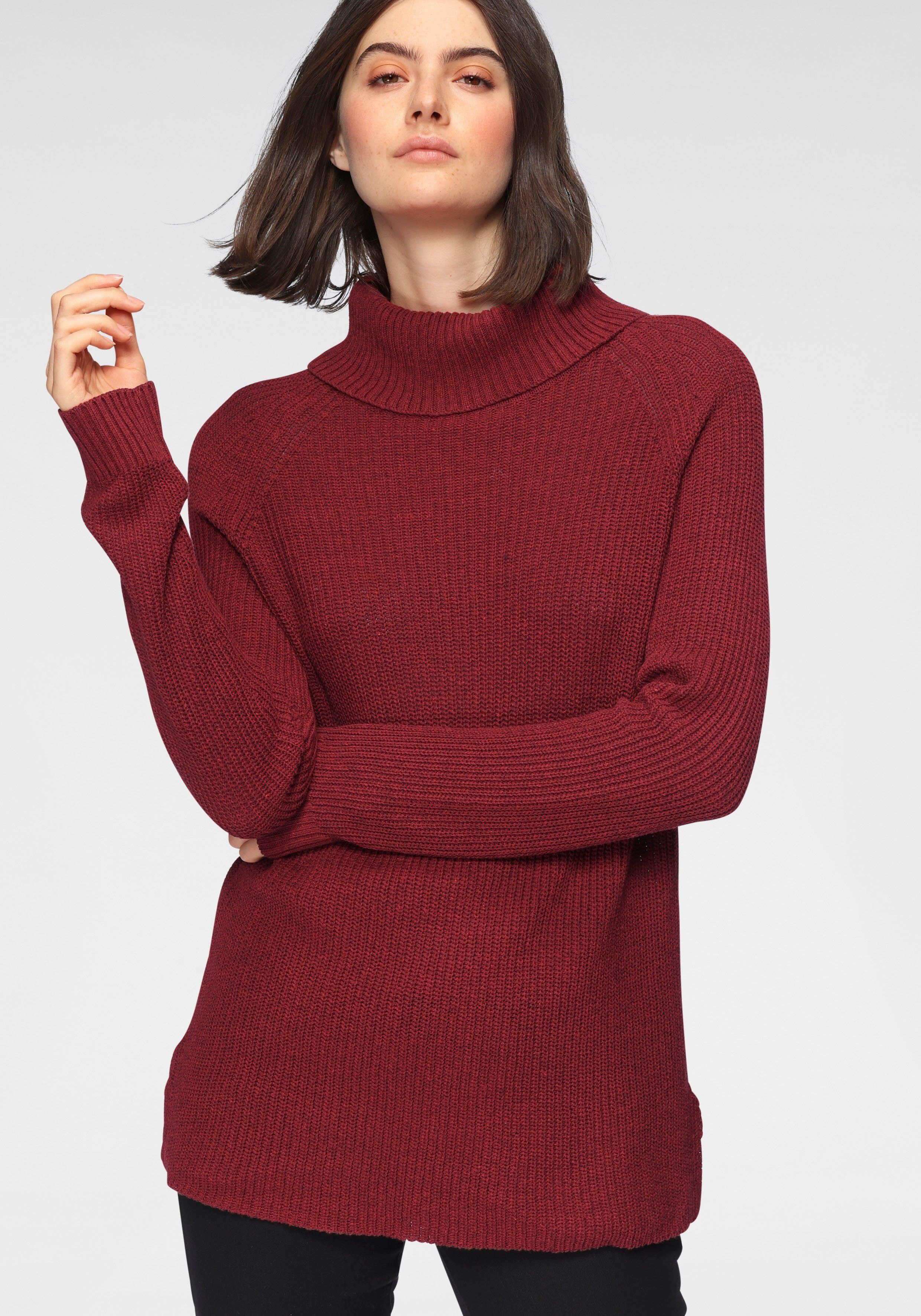 OTTO Longpullover nachhaltig aus GRS zertifizierter recycelter Baumwollmischung, bordeaux