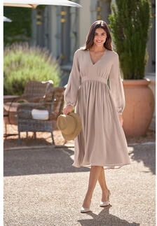 SLY010 Empire-Seidenkleid, 36 - Light Beige