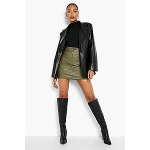 High Waisted Leather Look Cargo Mini Skirt  khaki 34 Female