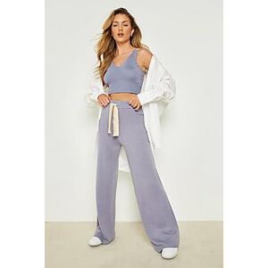 Woman Ribbon Knitted Wide Leg Trouser  baby blue S Female