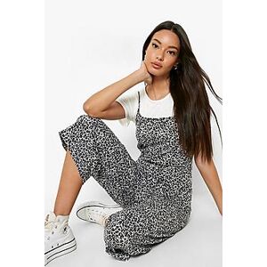 T-Shirt and Leopard Print Cami Jumpsuit 2 In 1 Set  grey 40 Female