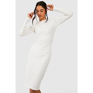 Basic Long Sleeve Crew Neck Midi Bodycon Dress  stone 40 Female