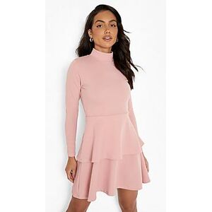 Crepe Long Sleeve Tiered Skater Dress  blush 42 Female