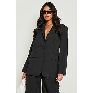 Textured Linen Look Tailored Blazer  black 40 Female
