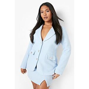 Plus Boucle Double Breasted Blazer  baby blue 46 Female