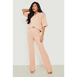 Premium Knitted Polo Shirt And Trouser Set  peach XL Female