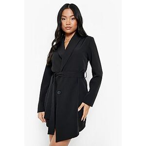 Petite Shoulder Pad Wrap Belted Blazer Dress  black 34 Female