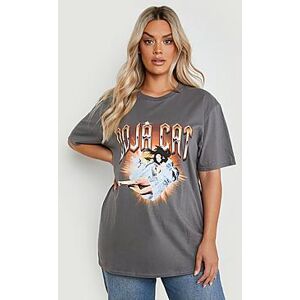 Plus Doja Cat Acid Wash Band T-shirt  charcoal 46 Female