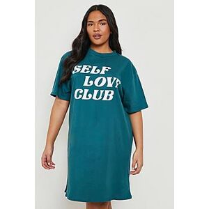 Plus Self Love Club Slogan T-Shirt Dress    Female