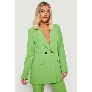 Contrast Button Double Breasted Blazer  apple green 40 Female