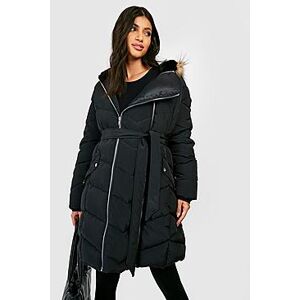 Maternity Faux Fur Pre & Postpartum 3 In 1 Parka Coat With Extender    Female