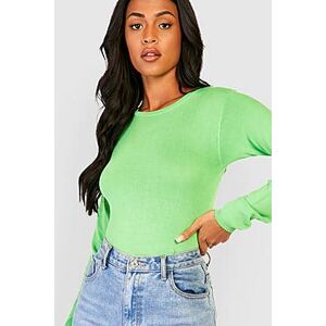 Tall Rib Knitted Crew Neck Bodysuit  apple green S Female