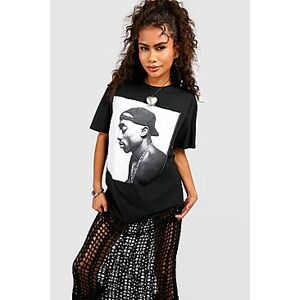 Tupac Printed Oversized Band T-shirt  black XL Female