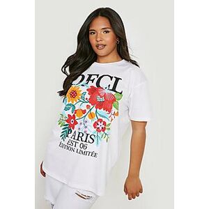 Plus Official Worldwide Floral Printed T Shirt  white 52 Female