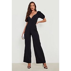 Wide Leg Puff Sleeve Jumpsuit  black 40 Female