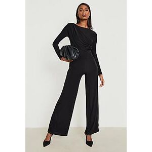 Long Sleeve Wide Leg Slinky Jumpsuit  black 38 Female