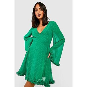 Dobby Kimono Wide Sleeve Skater Dress  green 38 Female