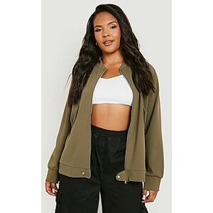 Plus Shoulder Tab Scuba Bomber Jacket  khaki 56 Female