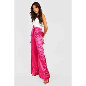 Satin Luxe Wide Leg Cargo Trouser  pink 40 Female