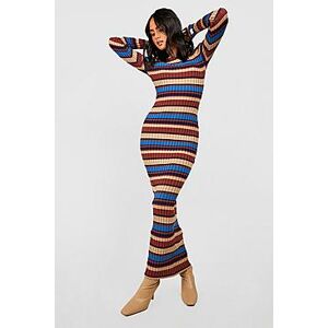 Wide Stripe Rib Knit Maxi Dress    Female