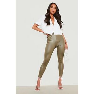 Petite Wet Look Sculpt Waist Leggings  khaki 32 Female