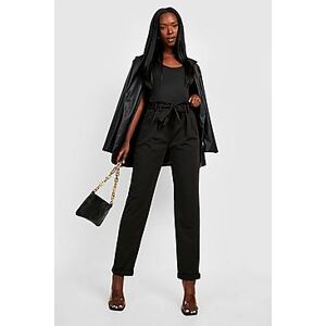 Paper Bag Waist Tapered Trouser  black 38 Female