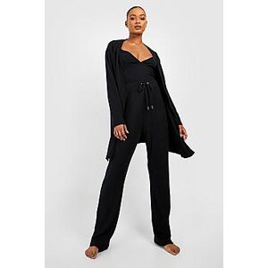 Tall 3pc Ribbed Loungewear Set  black M Female