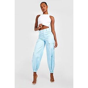 Tall Cuffed Hem Mid Rise Cargo Pants  light blue 46 Female