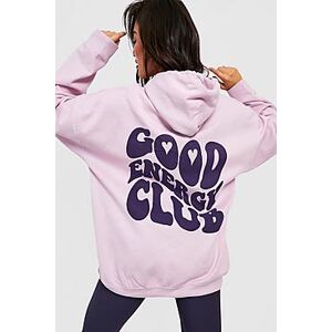 Good Energy Club Slogan Oversized Hoodie  lilac M Female