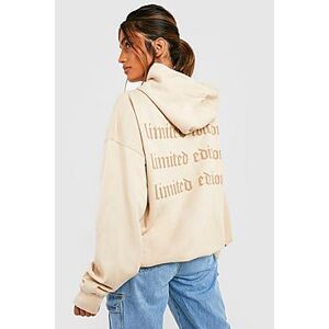 Limited Edition Slogan Oversized Hoodie  sand XL Female