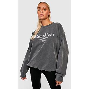 Overdyed Ye Saint West Slogan Sweater  charcoal S Female