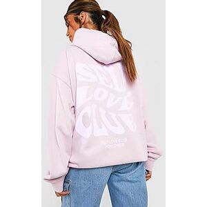 Self Love Club Slogan Oversized Hoodie  lilac XL Female