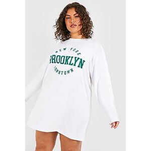 Plus Brooklyn Downtown Printed T-shirt Dress  white 48 Female