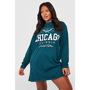 Plus Chicago Printed T-shirt Dress  forest 56 Female