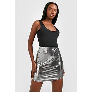 Liquid Satin Micro Mini Skirt  metallic silver 34 Female