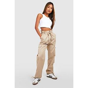 Paper Bag High Waisted Woven Cargo Pants    Female