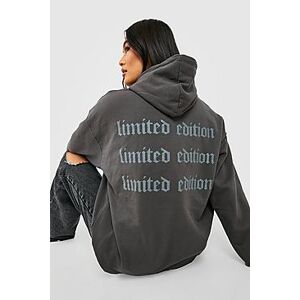 Limited Edition Back Print Slogan Oversized Hoodie  charcoal M Female