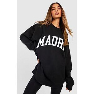 Madrid Slogan Oversized Sweater  black S Female